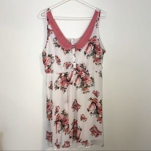 XHILARATION white chiffon dress with pink flowers